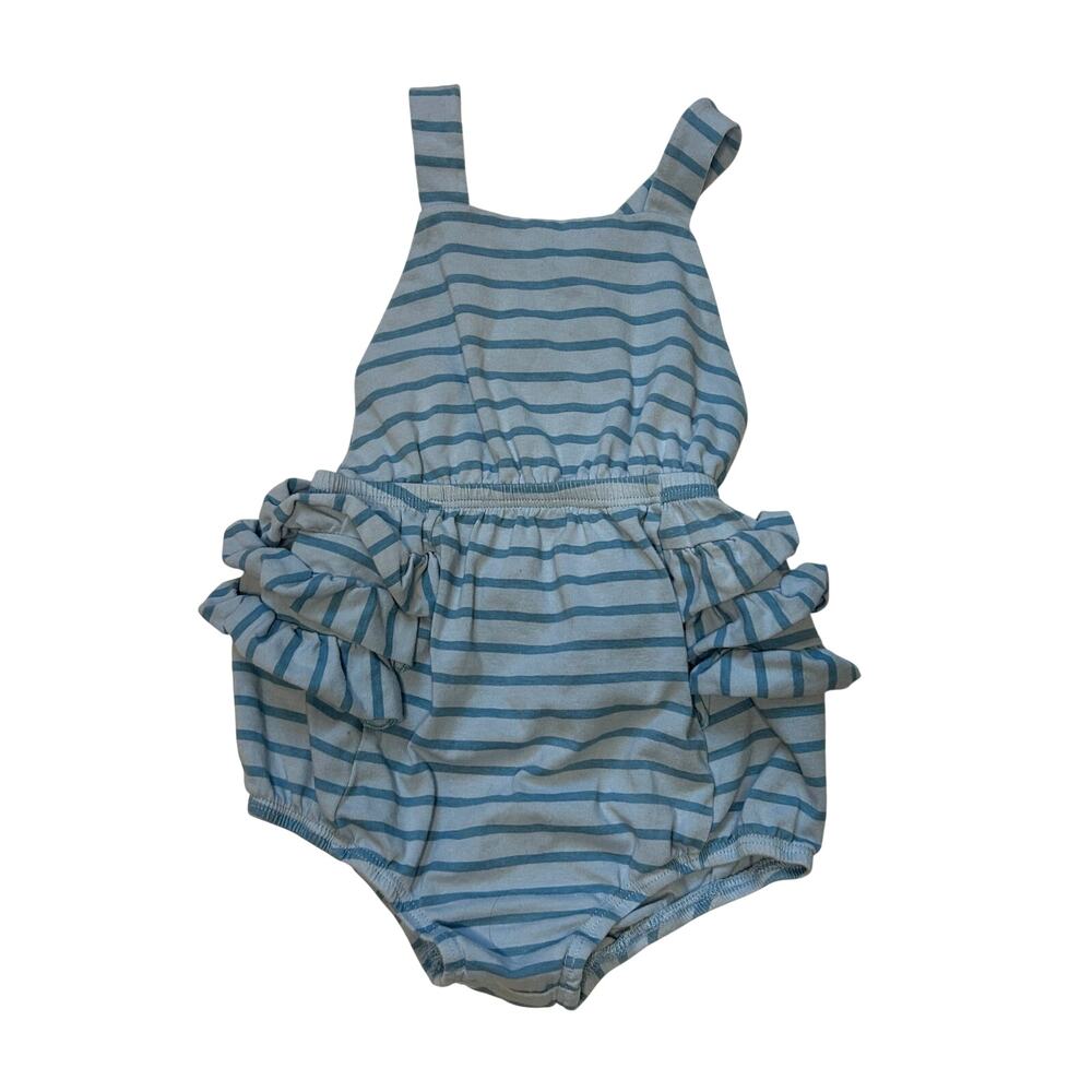 Alice + Ames Blue Striped Ruffle Romper Size 4T